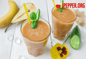 Yellow smoothie with apples, basil and ginger