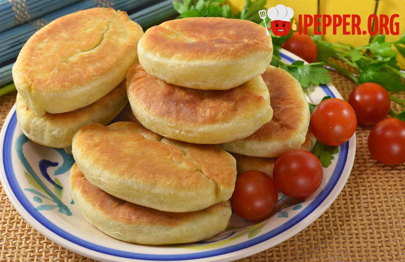 Fried pies with chopped egg and green onions