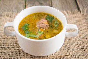 Soup with beef meatballs