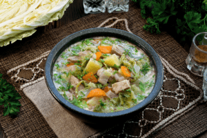 Soup with chicken and chinese cabbage