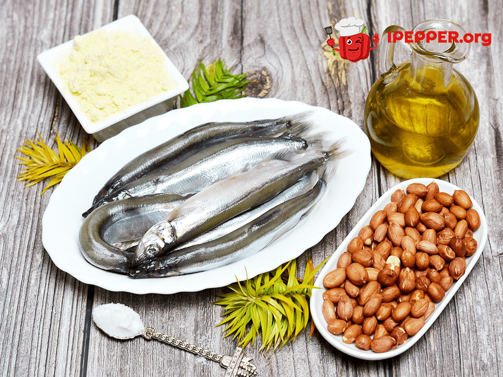 Description of Fried capelin breaded with cornmeal and peanuts recipe