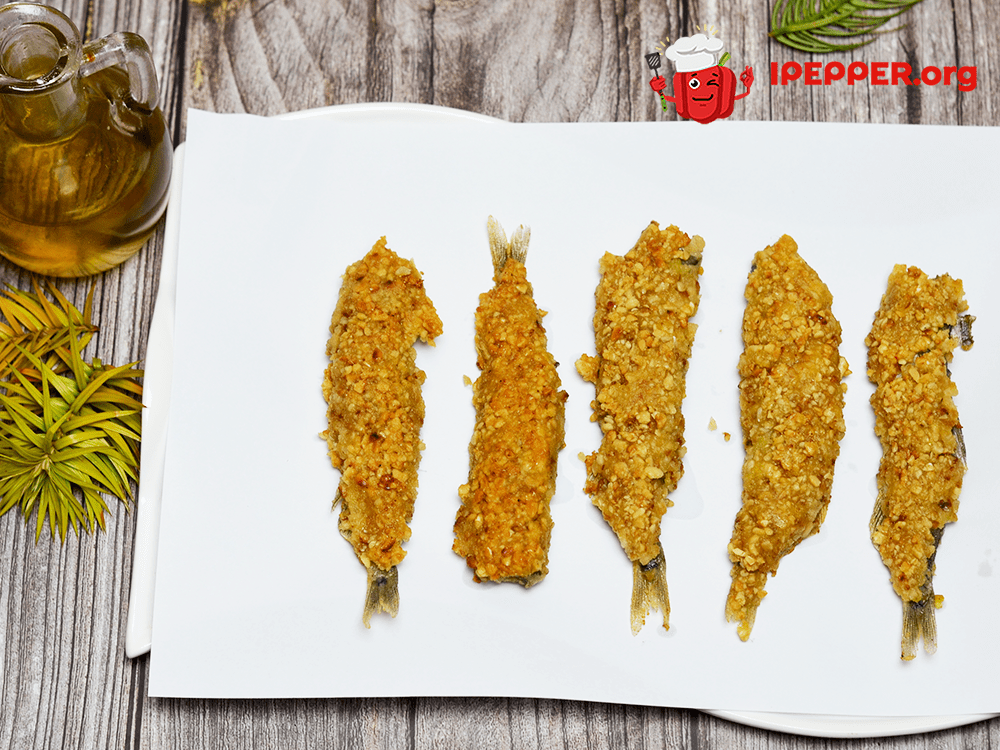 Recipe Fried capelin breaded with cornmeal and peanuts. Шаг 9