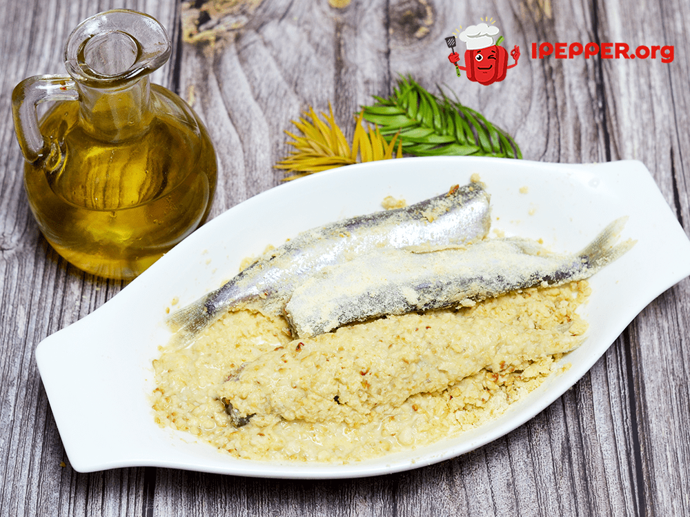 Recipe Fried capelin breaded with cornmeal and peanuts. Шаг 7