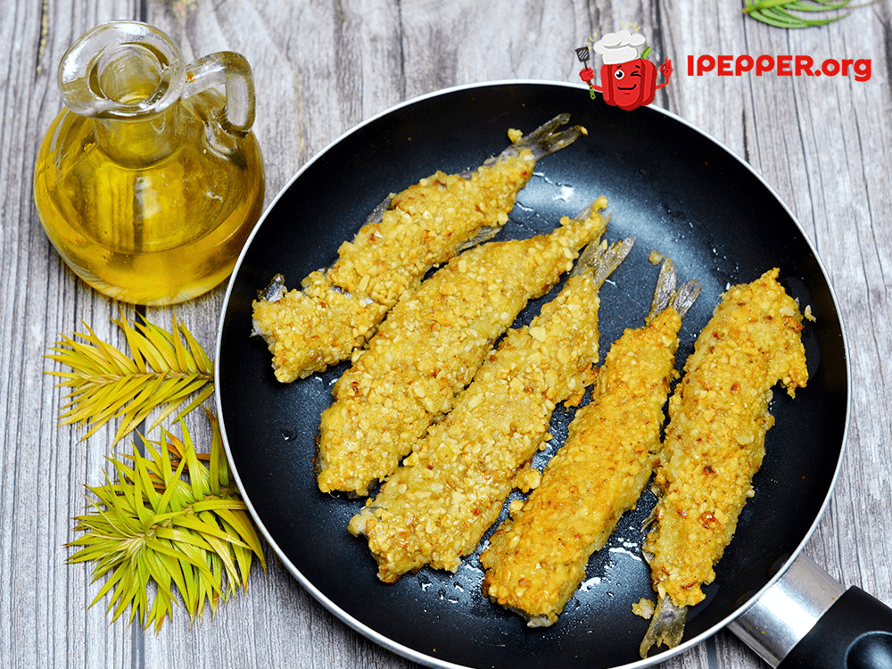 Recipe Fried capelin breaded with cornmeal and peanuts. Шаг 8