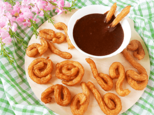 Churros with chocolate hazelnut sauce