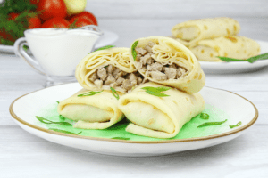 Pancakes with beef