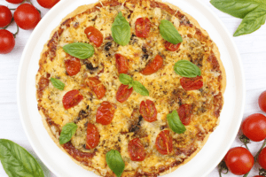 Pizza with mushrooms and cheese